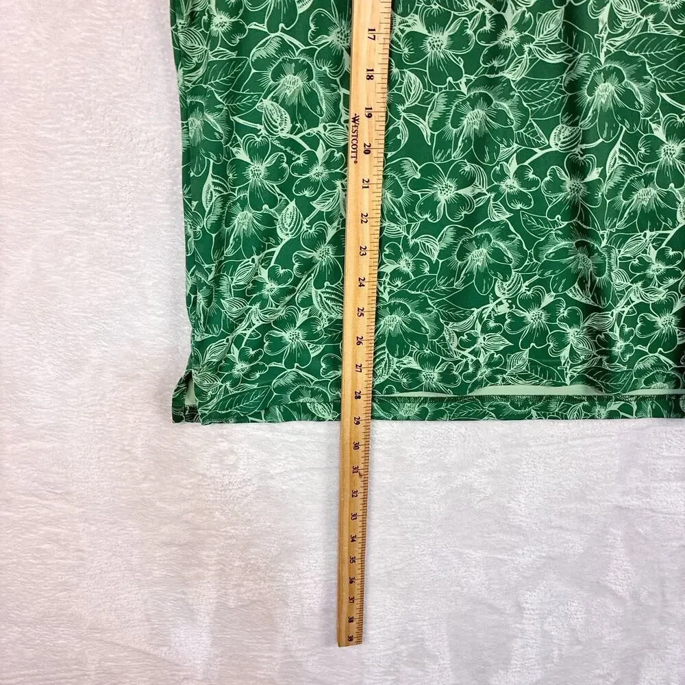 William Murray Polo Shirt Men M Green Floral AOP Performance Hawaiian Aloha Golf